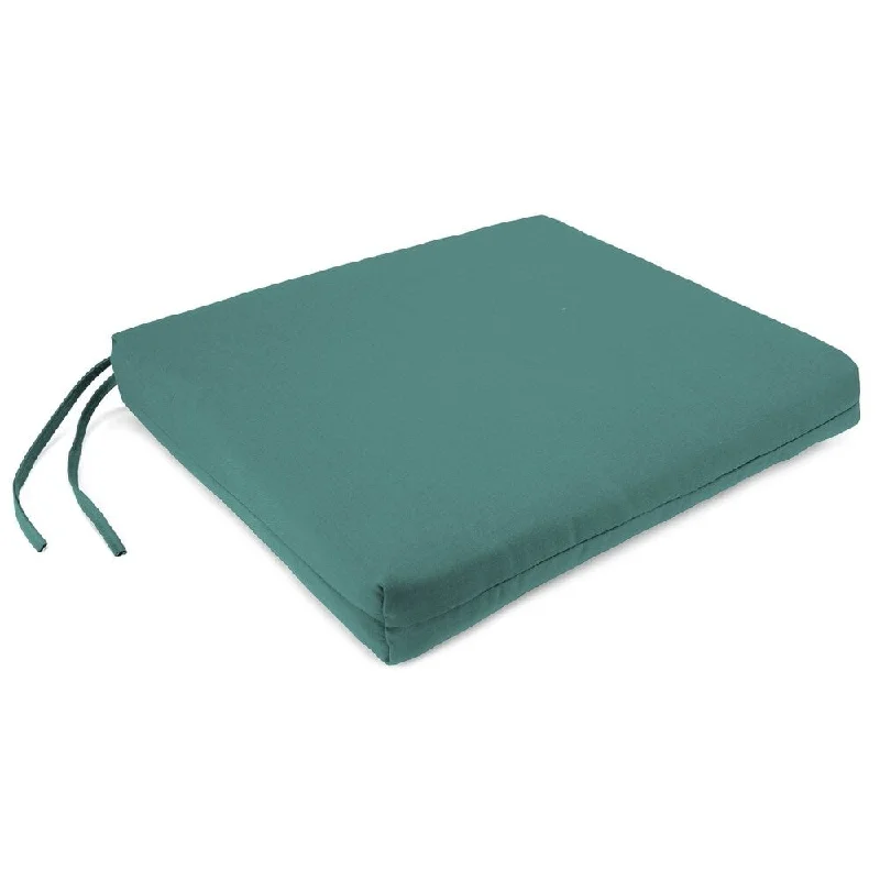 19" x 17" Turquoise Solid Outdoor Seat Cushion with Ties - 19" W x 17" L x 2" H