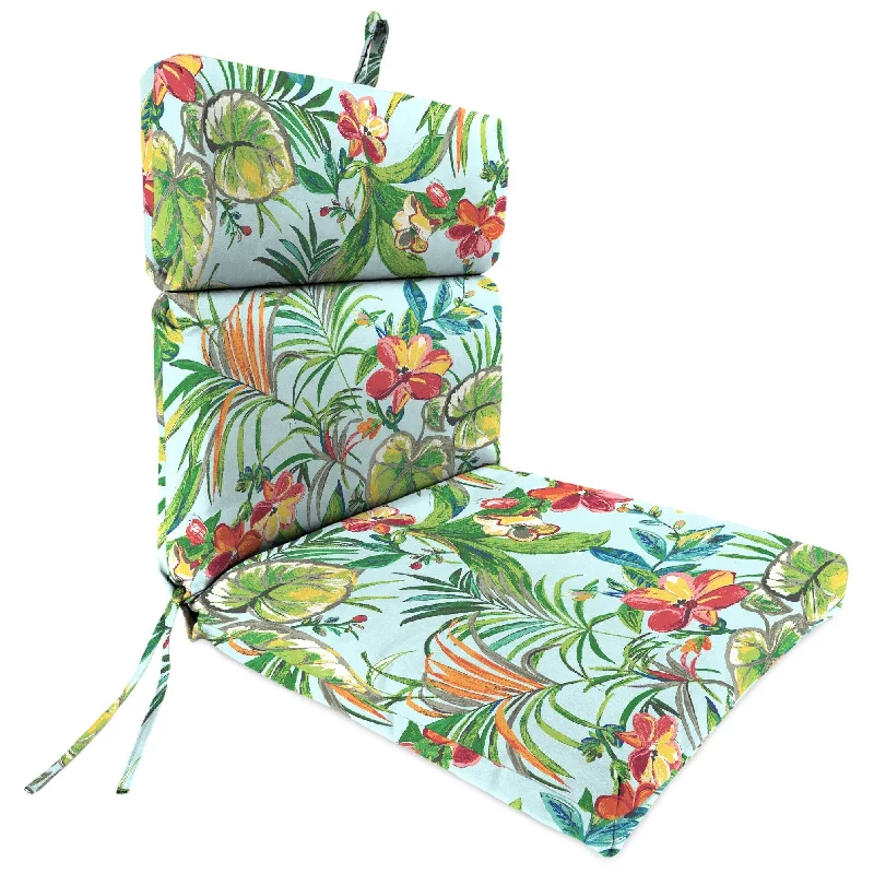 YEAR-End Sale 22" x 44" Blue Leaves Outdoor Chair Cushion with Ties and Loop - 44'' L x 22'' W x 4'' H