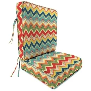 22" x 45" Multicolor Chevron Outdoor Deep Seat Chair Cushion Set with Ties