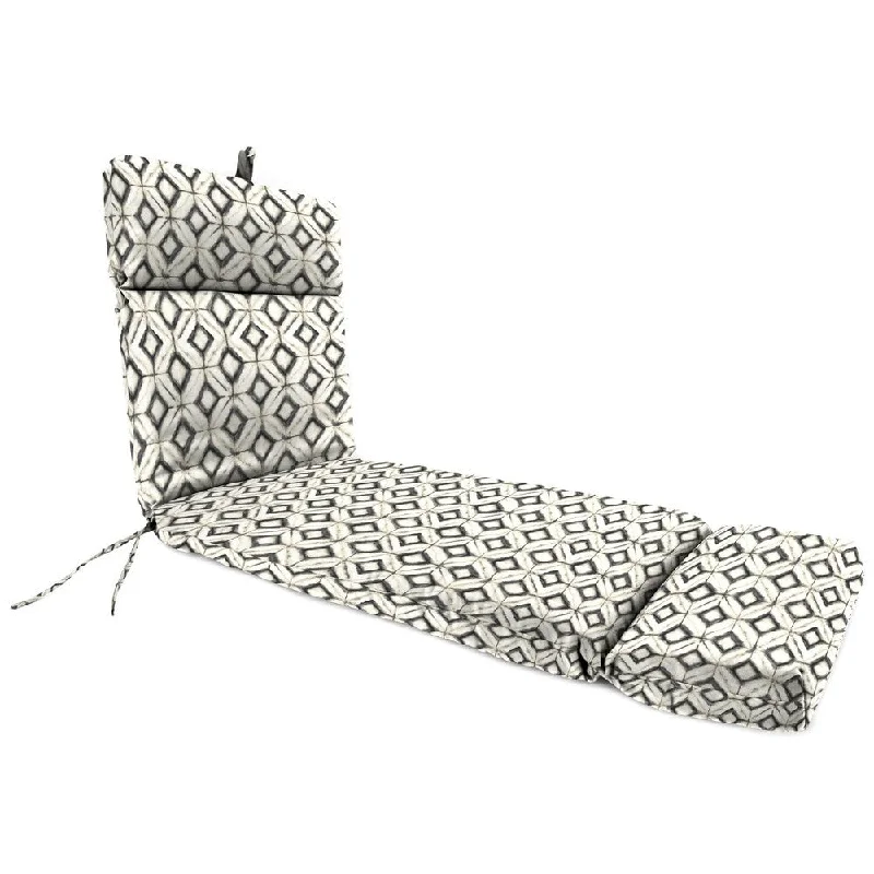 72" x 22" Black Geometric Outdoor Chaise Lounge Cushion with Ties and Loop - 72'' L x 22'' W x 3.5'' H