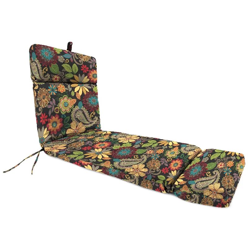 72" x 22" Multicolor Floral Outdoor Chaise Lounge Cushion with Ties and Loop - 72'' L x 22'' W x 3.5'' H