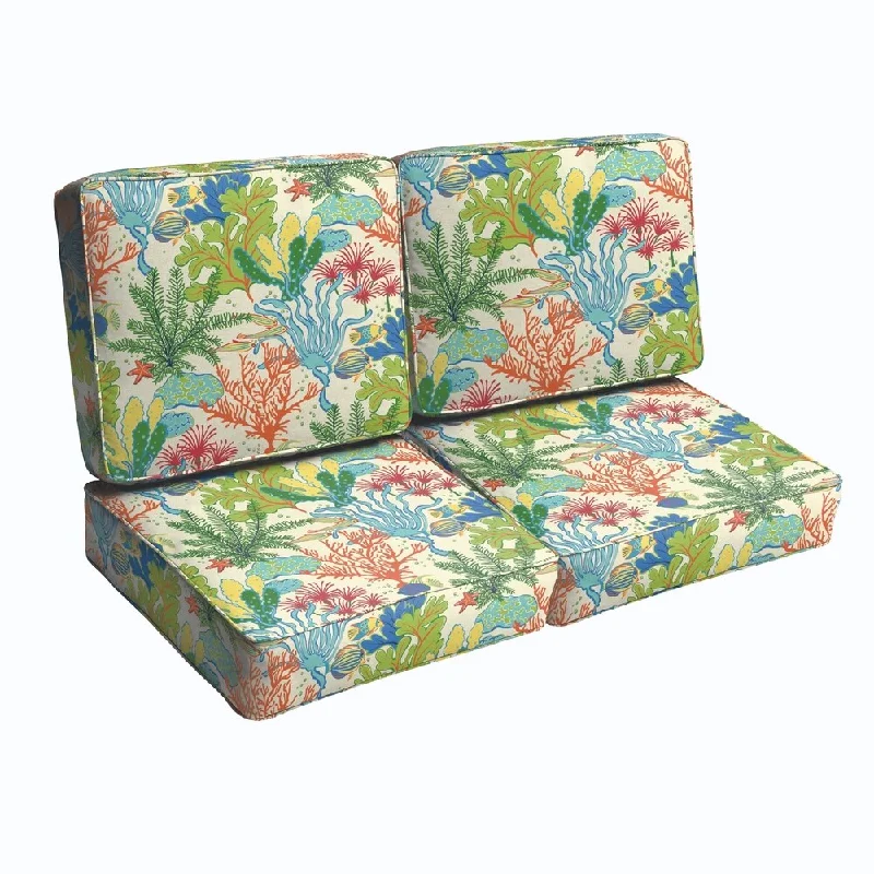 Blue Green Seascape Diamonds Indoor/ Outdoor Corded Loveseat Cushion Set