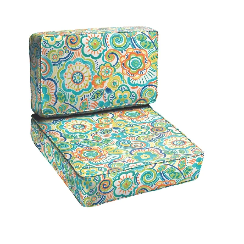 Blue Rio Floral 2-piece Indoor/Outdoor Cushion Set