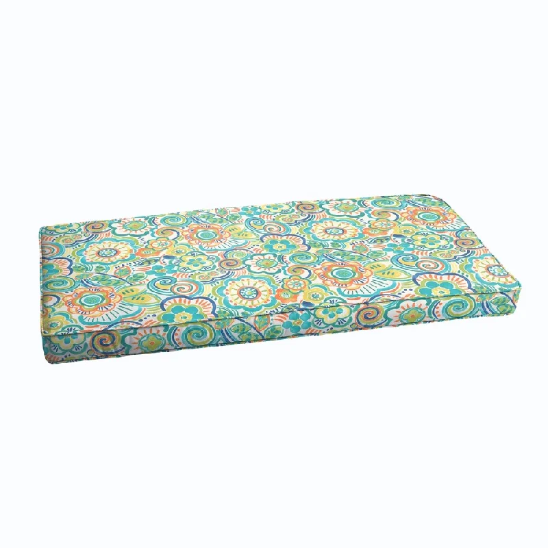 Blue Rio Floral Indoor/ Outdoor Corded Bench Cushion