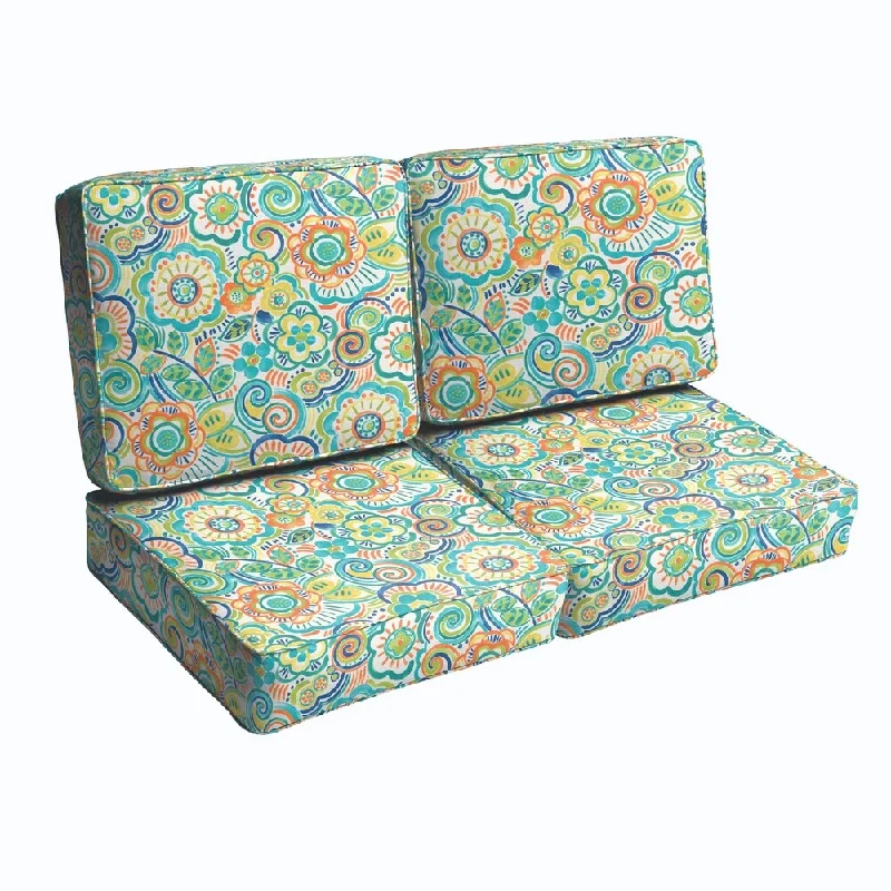 Blue Rio Floral Indoor/ Outdoor Corded Loveseat Cushion Set