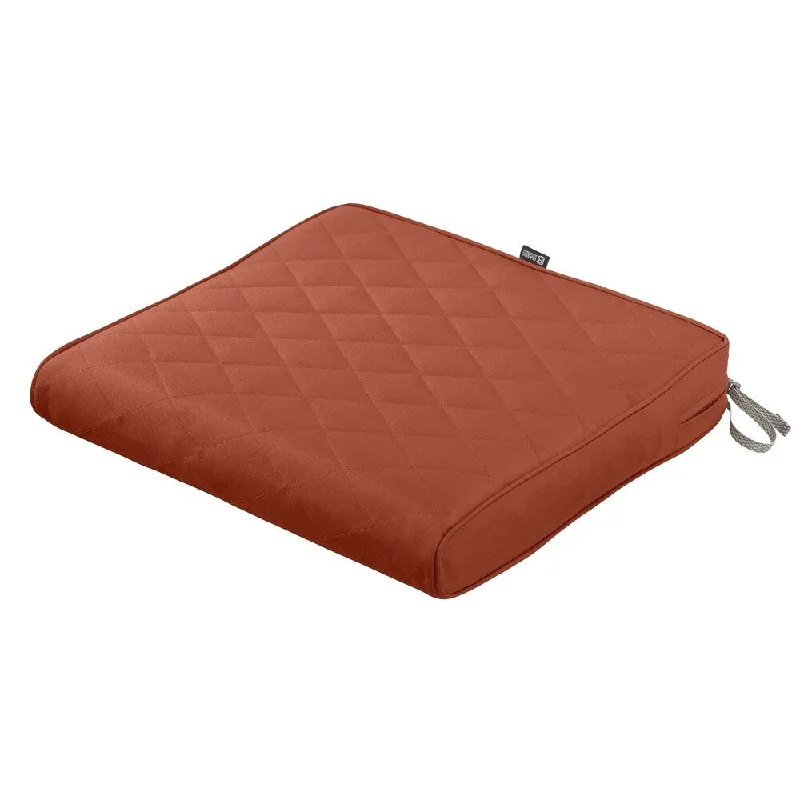 Classic Accessories Montlake Water-Resistant 21 x 19 x 3 Inch Patio Quilted Seat Cushion, Chamomile