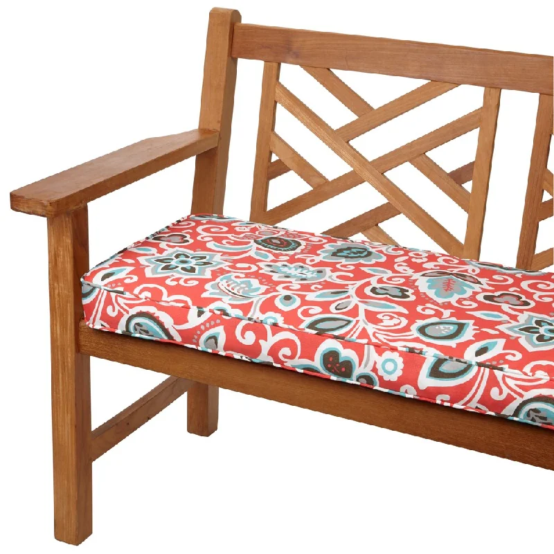 Floral Coral 60-inch Indoor/ Outdoor Corded Bench Cushion