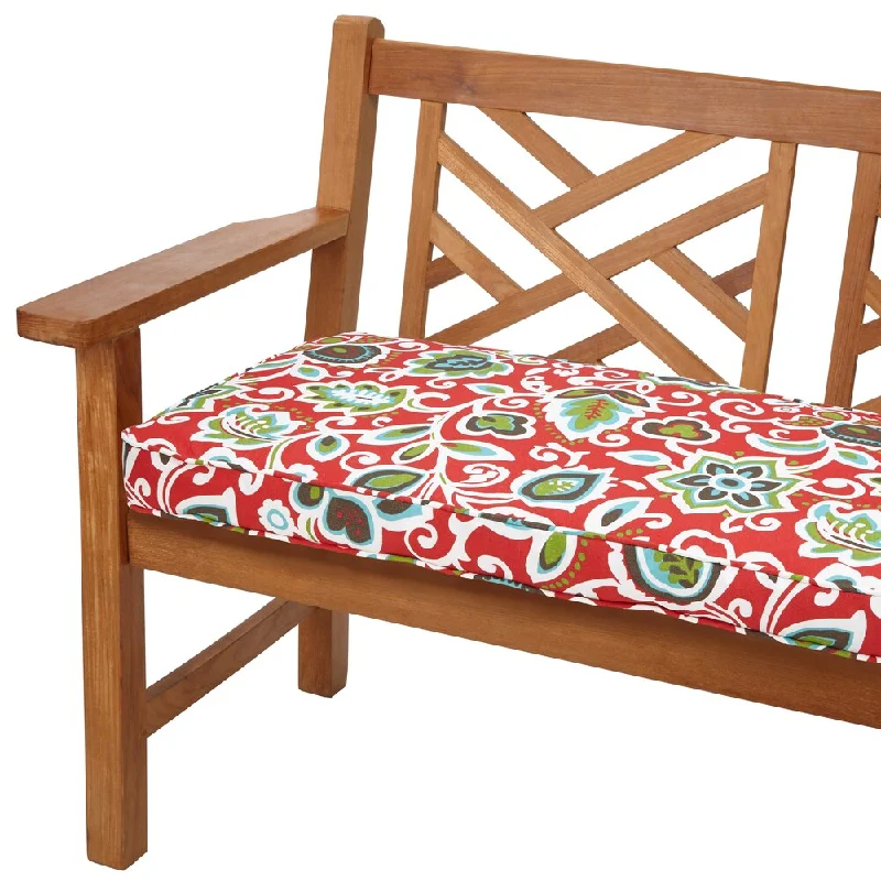 Price Drop Alert Floral Red 48-inch Indoor/ Outdoor Corded Bench Cushion