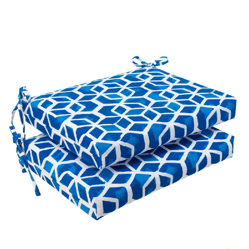 Glasgow Blue Geometric Oversized Seat Square Cushion (Set of 2) by Havenside Home