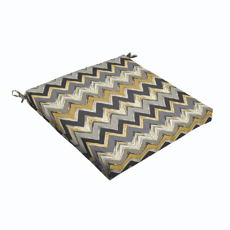 Grey Gold Chevron 20 x 2.5-inch Chair Cushion - Bristol