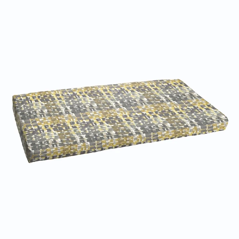 Grey Gold Squares Indoor/ Outdoor Bristol Bench Cushion