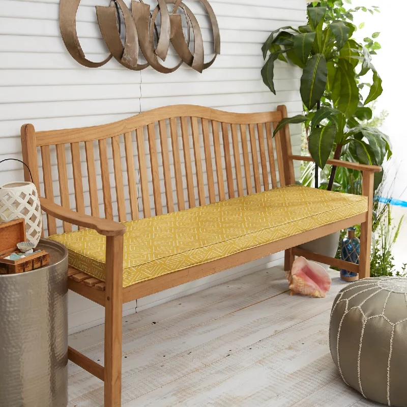 Limited Stock Indoor/ Outdoor Yellow and White Triangle Bench Cushion