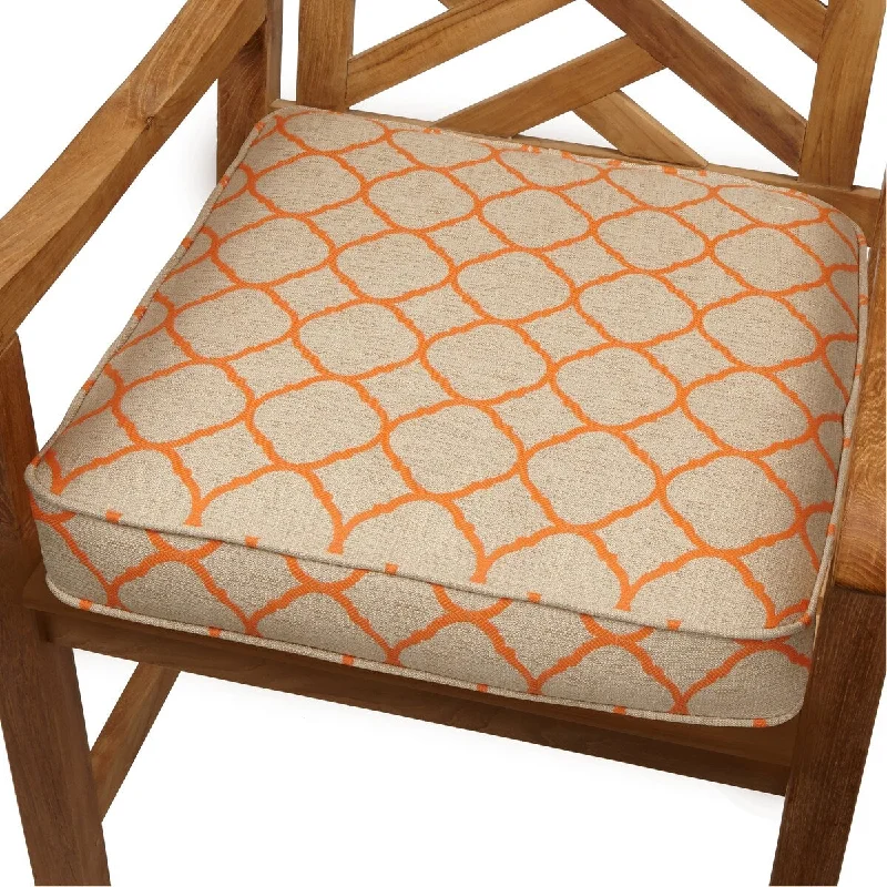 Kokomo Teak Dining Chair Cushion with Geometric Sunbrella Fabric