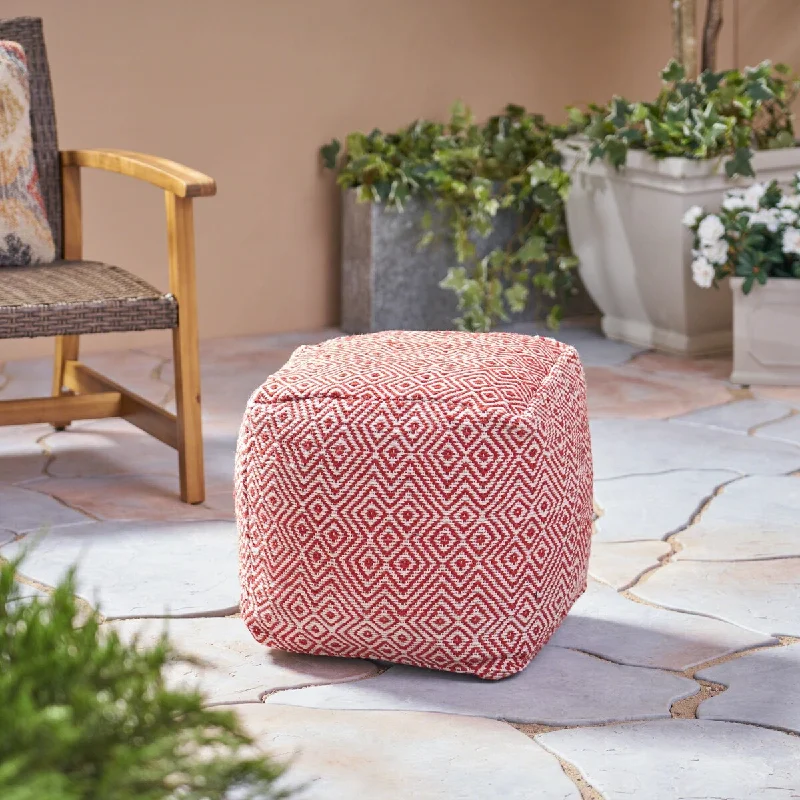 Martos Outdoor Handcrafted Boho Water-Resistant Pouf by Christopher Knight Home