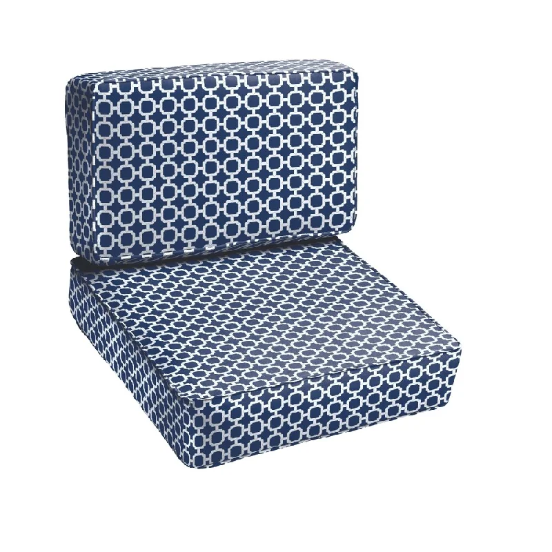 Navy Chainlink 2-piece Indoor/ Outdoor Cushion Set