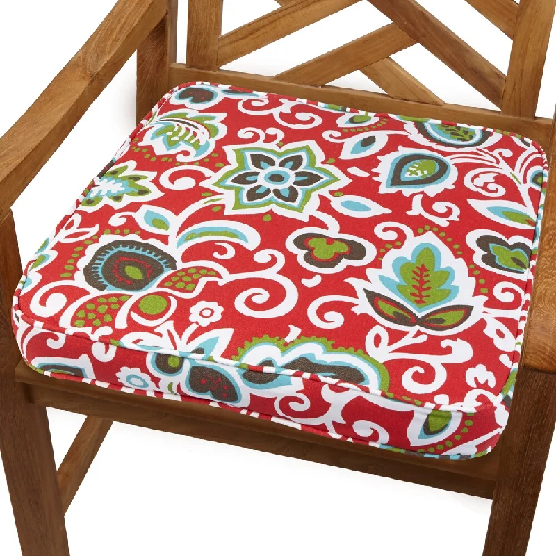 Red Floral 19-inch Indoor/ Outdoor Corded Chair Cushion