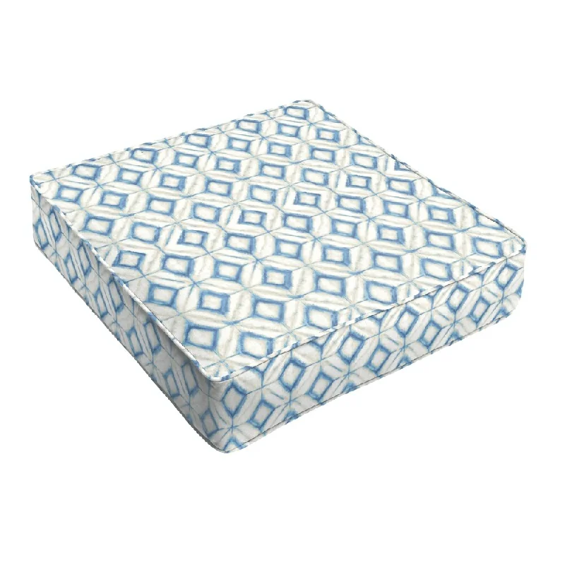 Sorra Home Blue Diamond Tile Corded Indoor/ Outdoor Cushion