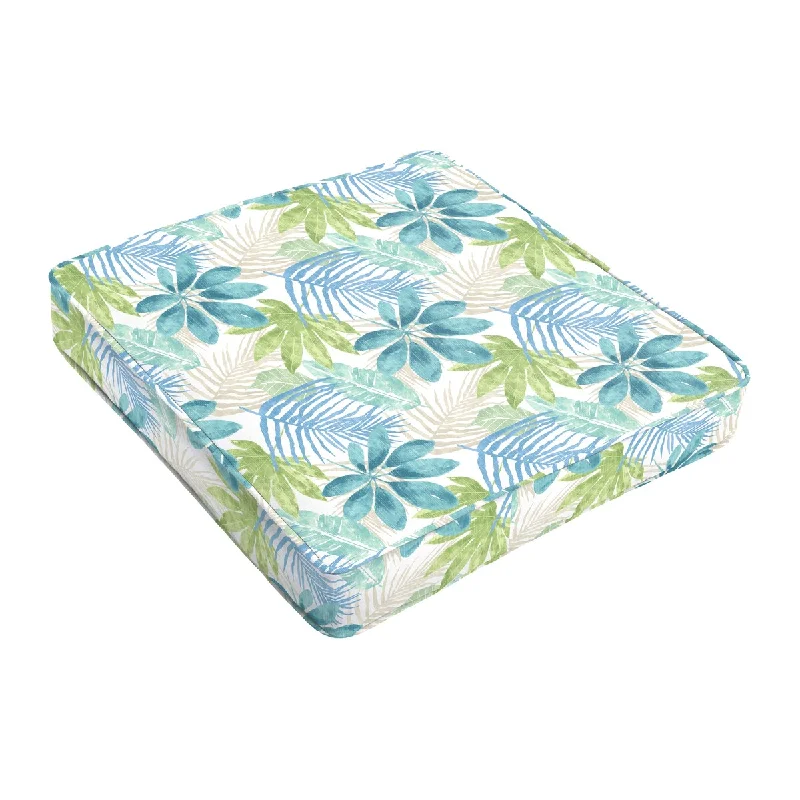 Sorra Home Indoor/ Outdoor Blue/ Green Tropical Chair Cushion