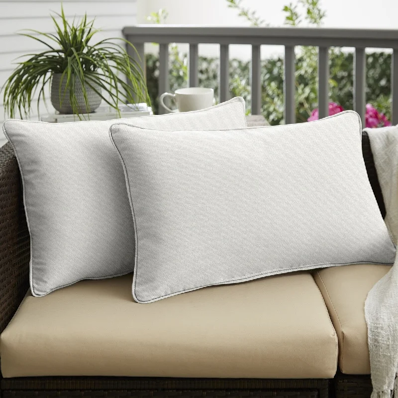 Discount Deals Sorra Home Outdura Rumor Snow Indoor/Outdoor Corded Lumbar Pillows (Set of 2)