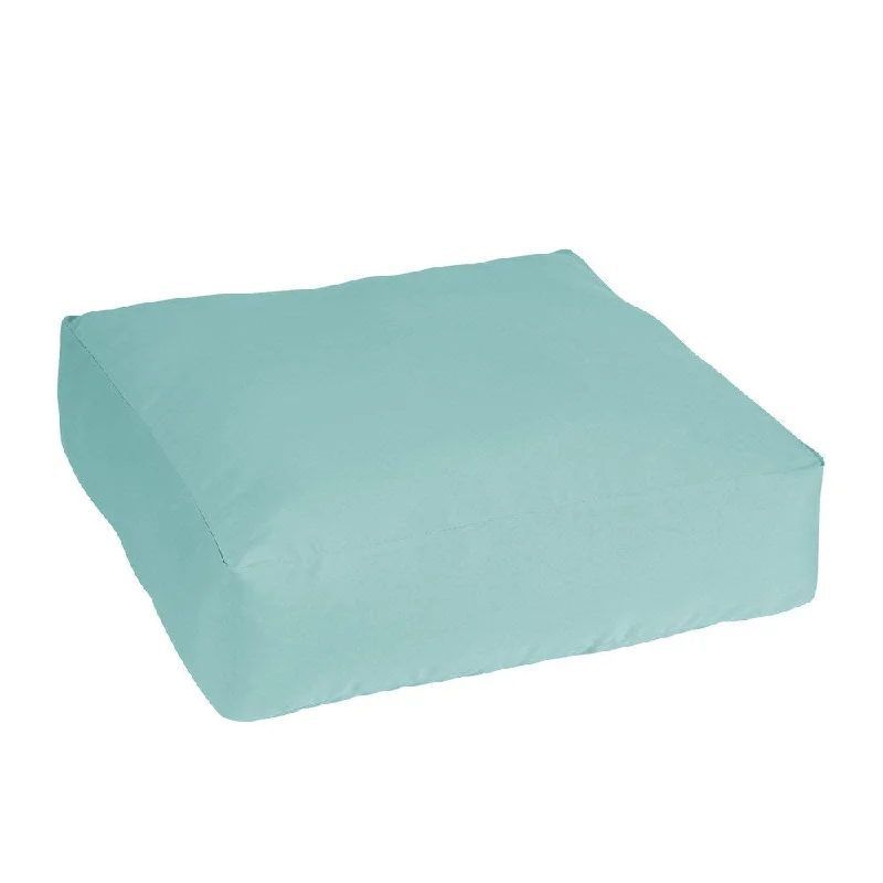 Crazy Deals Verne Light Aqua Indoor/ Outdoor 26 Inch Knife Edge Floor Pouf