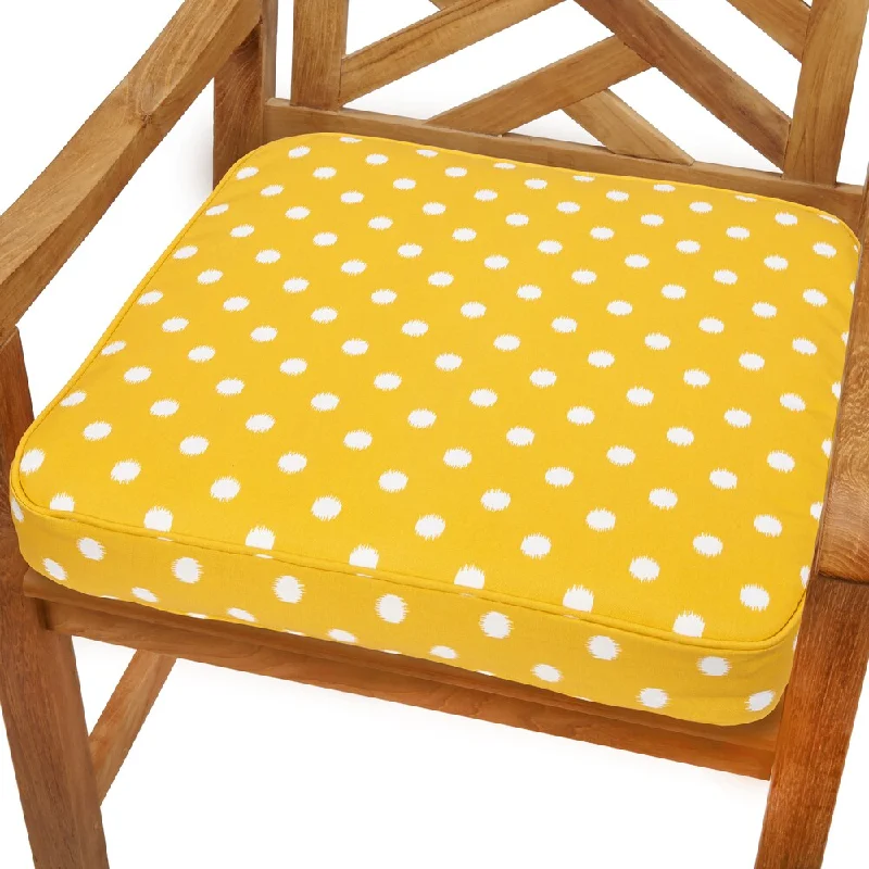 Yellow Dots 20-inch Indoor/ Outdoor Corded Chair Cushion