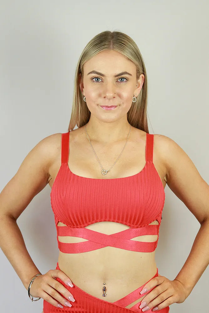 RARR Designs Crystal Strappy Bra - Garnet