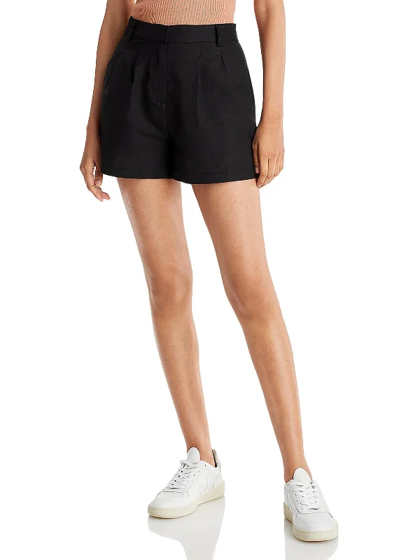 Womens Linen Mini High-Waist Shorts