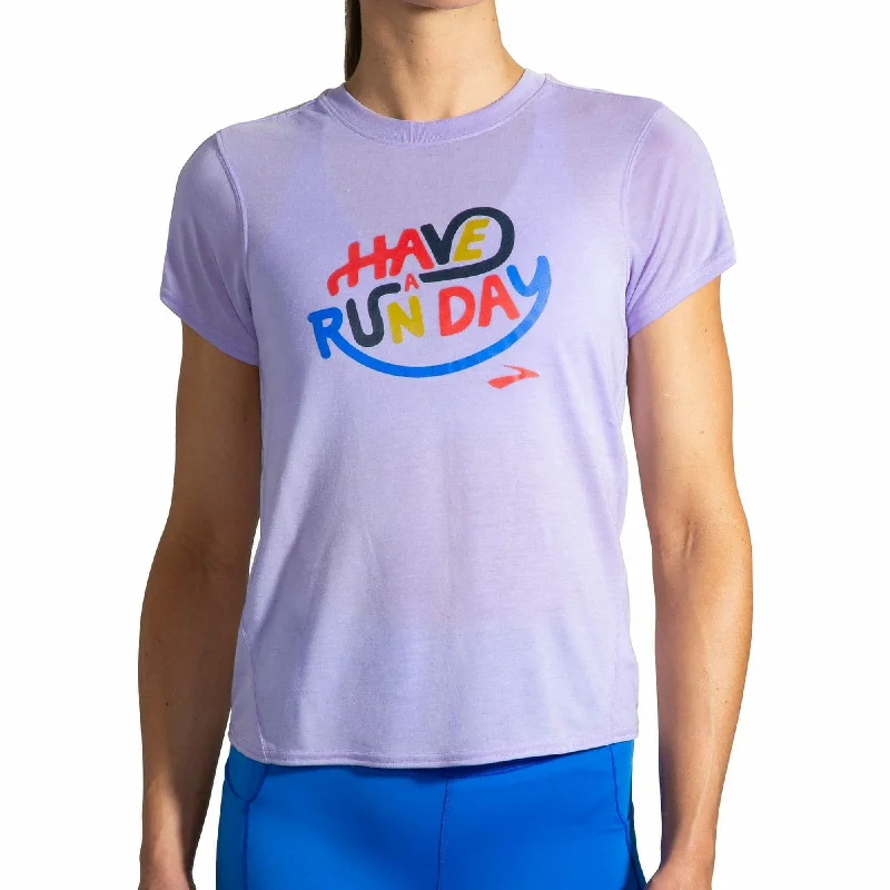 Exclusive Savings Brooks Distance Graphic Short Sleeve Womens Running Top - Purple