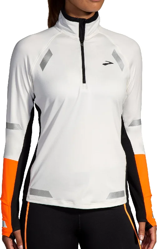 Midnight Madness Brooks Run Visible Half Zip Long Sleeve Womens Running Top - Grey