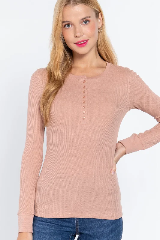 Online Only Long Slv Henley Thermal Top