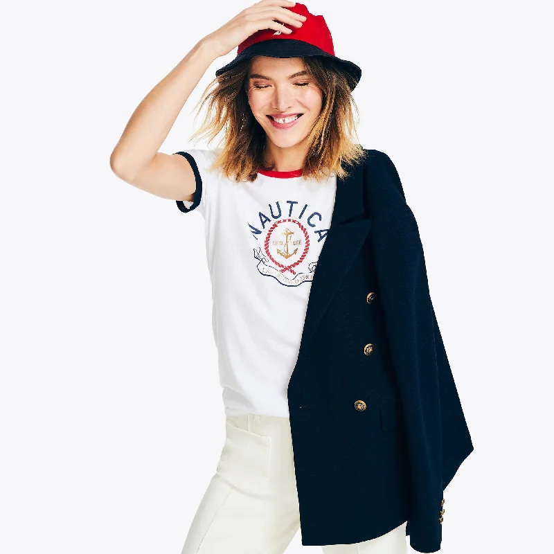 Price Rollback Nautica Womens Sustainably Crafted Heritage Foil Logo Graphic T-Shirt
