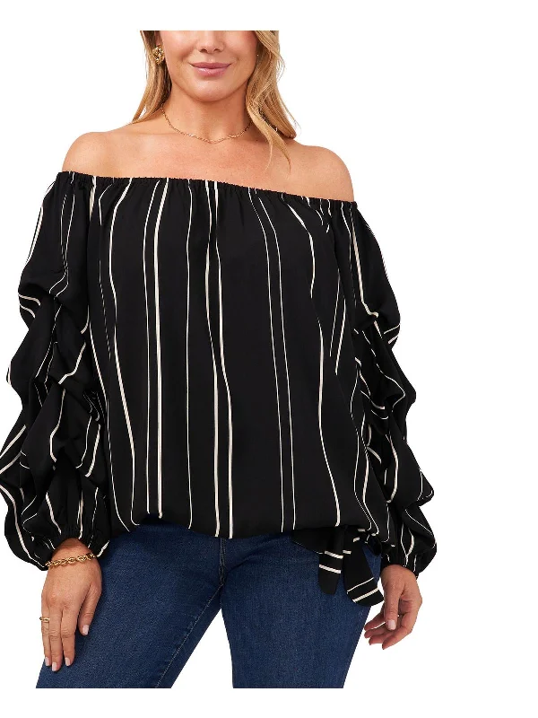 Unmissable Offer Plus   Womens Gathered Sleeve Tie Front Pullover Top