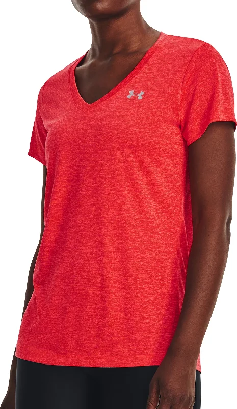 Daily Specials Under Armour Tech Twist V-Neck Short Sleeve Womens Running Top - Red