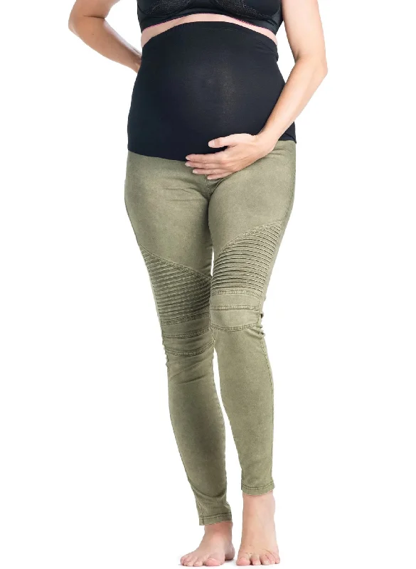 Green With Envy Moto Maternity Leggings