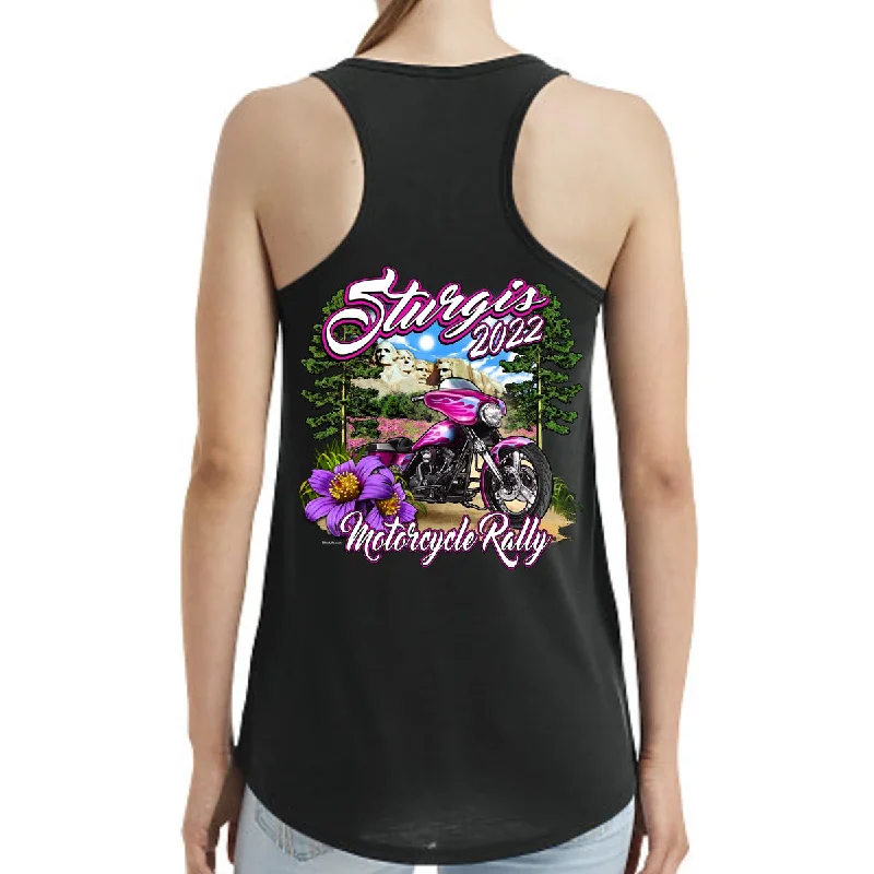 Ladies 2022 Sturgis Motorcycle Rally Pink Bike Hi-Lo Tank Top