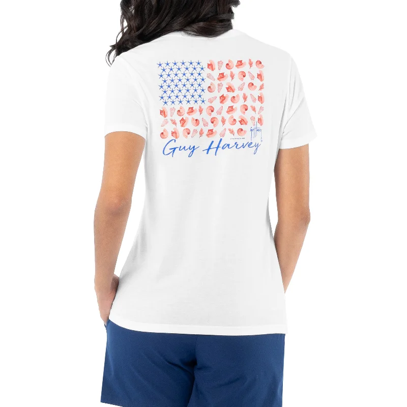 Ladies Sea Flag Short Sleeve V-Neck T-Shirt