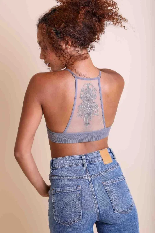 Malibu tattoo mesh racerback bralette 5330 grey