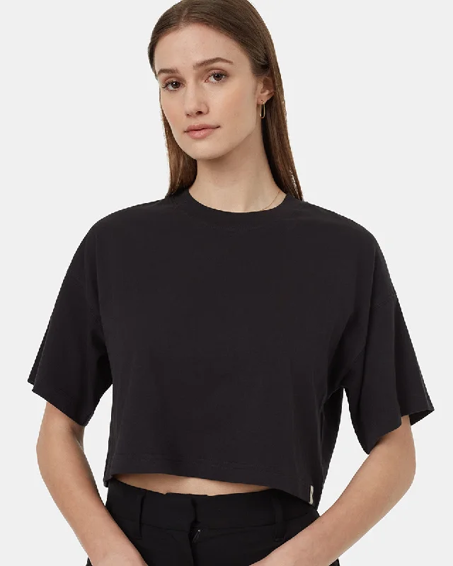 ten tree regenerative cotton oversized crop tshirt tcw5751-0164 black