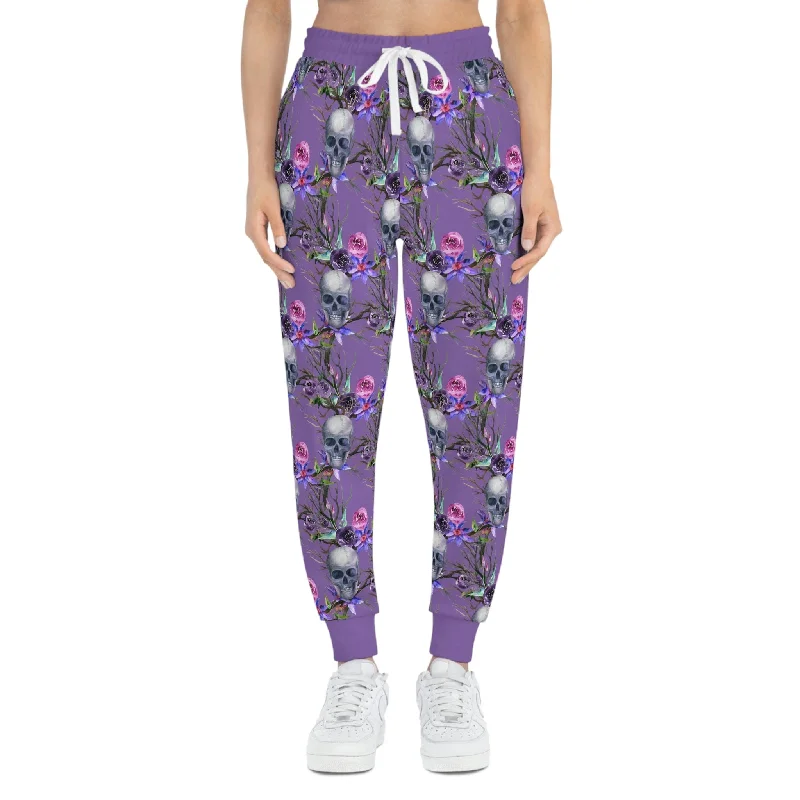 Discount Mania Women's Purple Skull Athletic Joggers