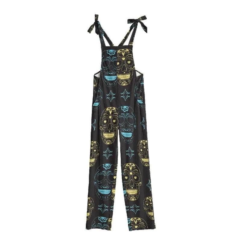 Women's Sugar Skulls Tie Shoulders Jumpsuit