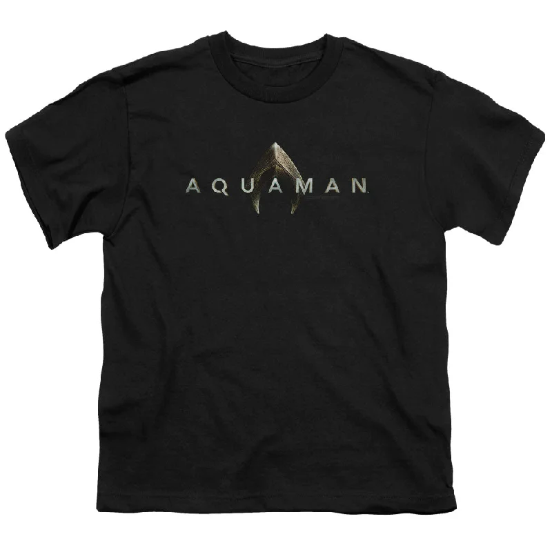 Savings Galore Aquaman Movie Kids T-Shirt Logo Black Tee