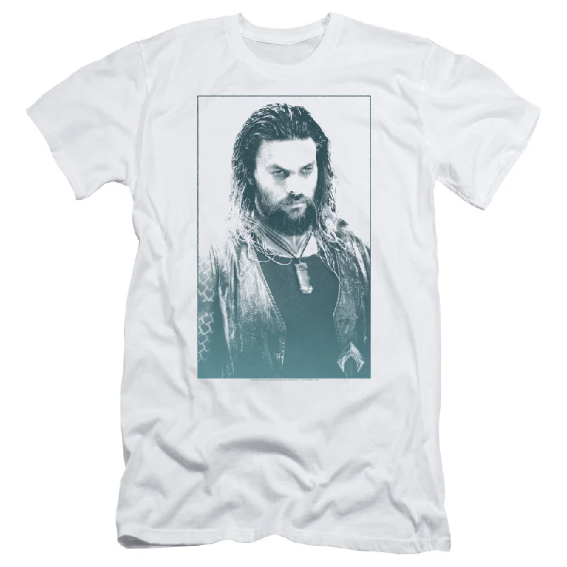 Bonus Savings Aquaman Movie Slim Fit T-Shirt Jason Momoa Stare White Tee