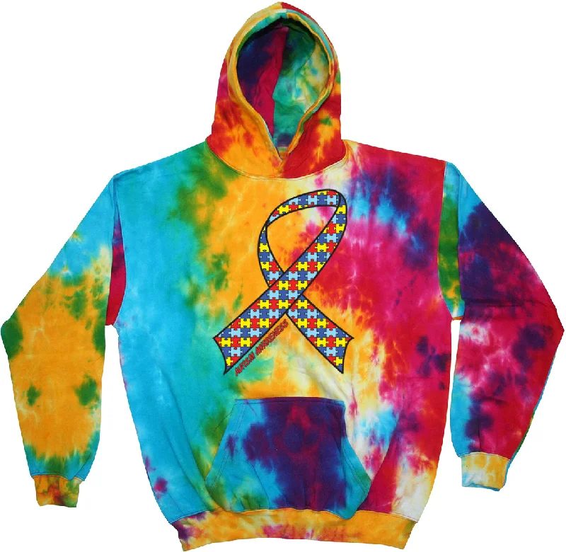 Steals and Deals Autism Ribbon Tie Dye Hoodie