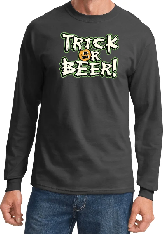 Great Deals Halloween T-shirt Trick or Beer Long Sleeve