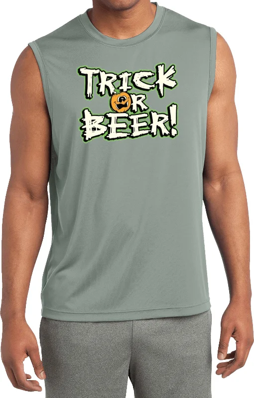 Final Clearance Halloween T-shirt Trick or Beer Sleeveless Competitor Tee