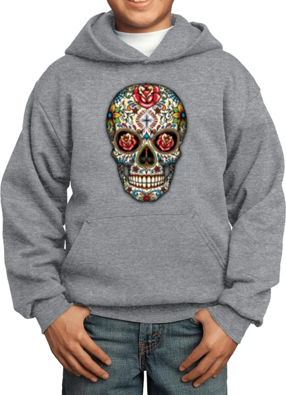 Best Bargains Kids Halloween Hoodie Sugar Skull with Roses