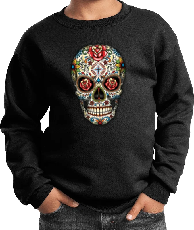 Big Discounts Kids Halloween Sweatshirt Sugar Skull with Roses