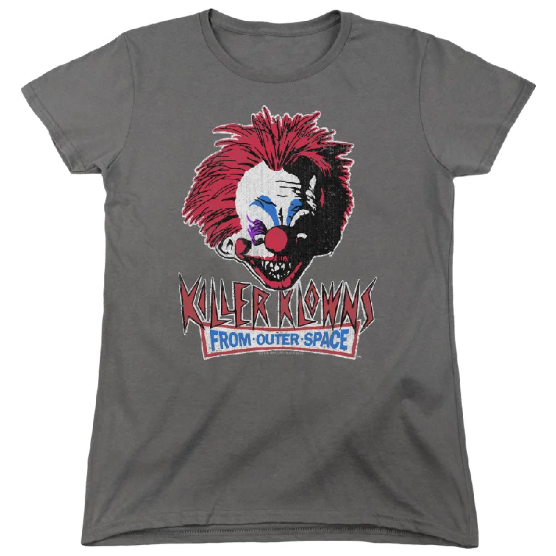 Weekend Deal Killer Klowns From Outer Space Womens T-Shirt Evil Clown Charcoal Tee