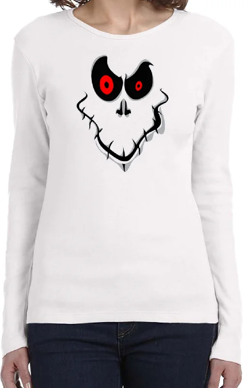 Stock Clearance Ladies Halloween T-shirt Ghost Face Long Sleeve