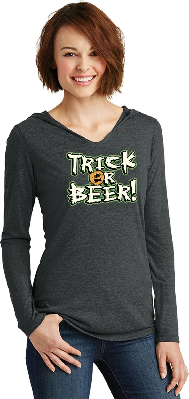Limited Availability Ladies Halloween T-shirt Trick or Beer Tri Blend Hoodie